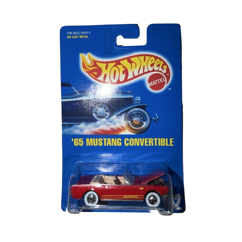 Hot Wheels 1991 Red 65 Mustang Convertible Blue Card Collector 162 Opening Hood